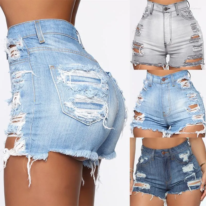 Kvinnors shorts Hög midja ihålig vintage denim övergripande sträcka 2023 blå jean kvinnor