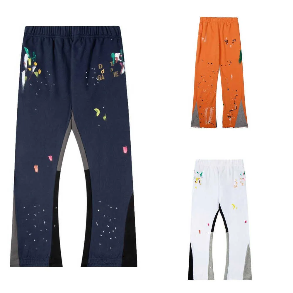 Hommes Jeans Pantalons Galeries Sweat Depts pantalon Speckled Lettre Imprimer Hommes Femmes Couple Lâche Polyvalent Pantalon Décontracté Droite R55