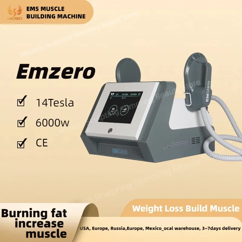 Emszero Hot Sales EMS Body Sculpt Muscle Stimpulator 6000W Hi-EMT 14 Tesla High Resenity Slimming Fitness Equipment RF