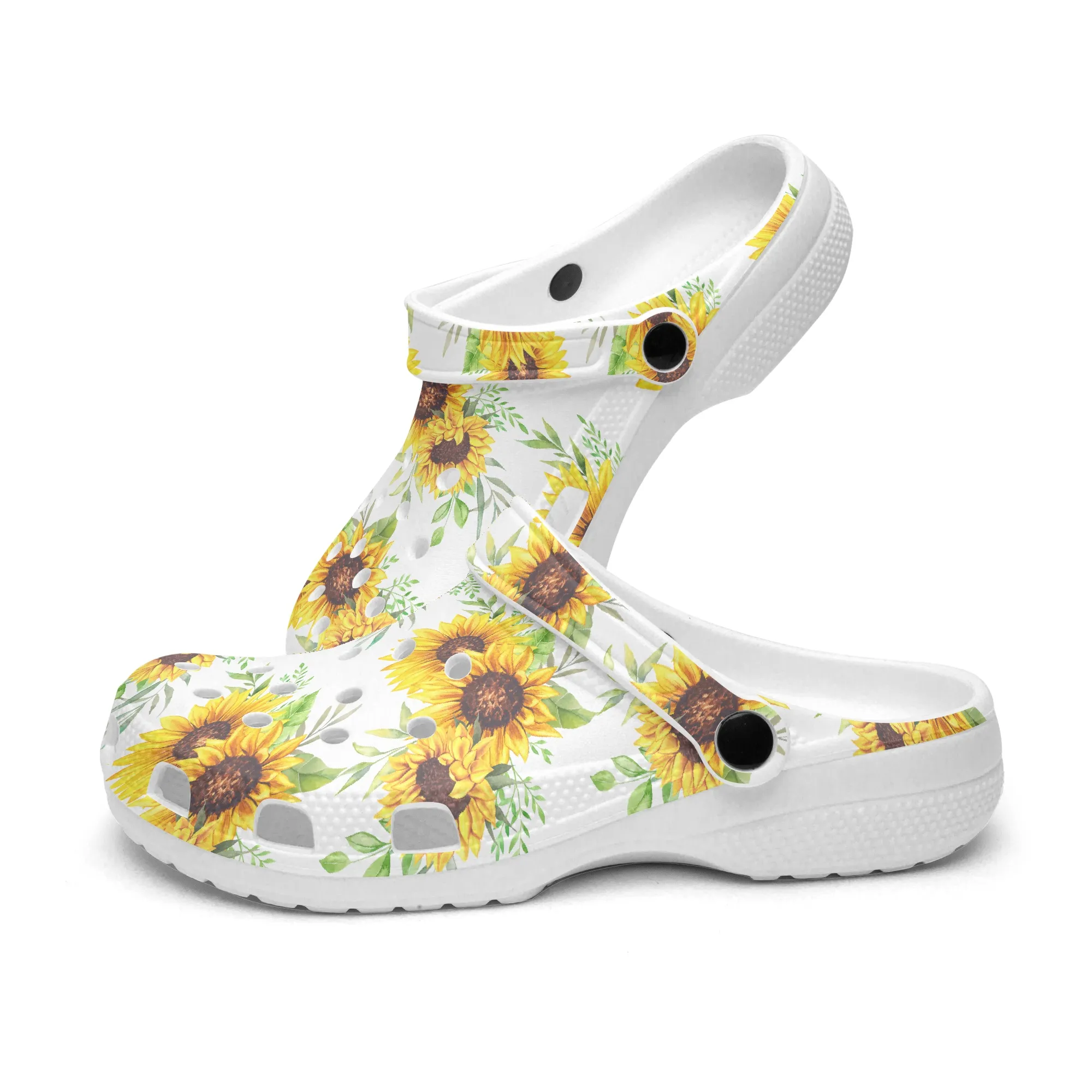 Diy custom shoes slippers mens womens white beautiful sunflowers sneakers trainers 36-48