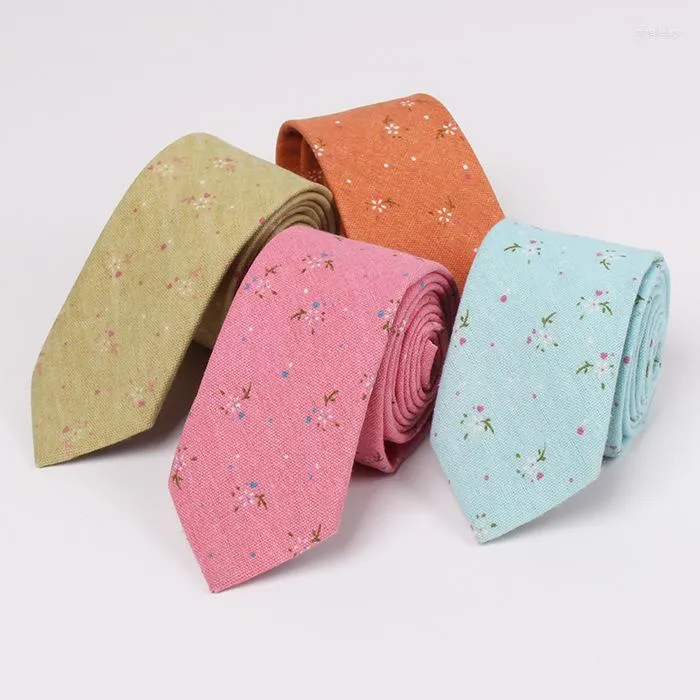 Bow Ties 2023 Style Flower Tie For Man Cotton Floral Suit Gravatas Woman 6.5cm Narrow Casual Wedding Party Cravat Neckwear