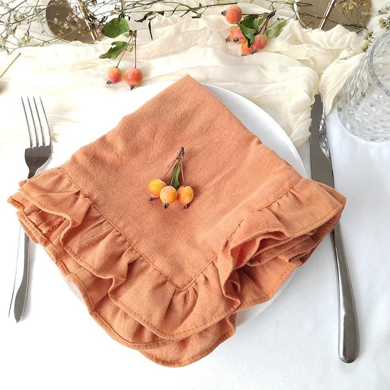 Table Napkin 45x45CM Ruffule Cloth Napkins Cotton Soft Flounced For Wedding Decoration Decor Party House Warming Gift