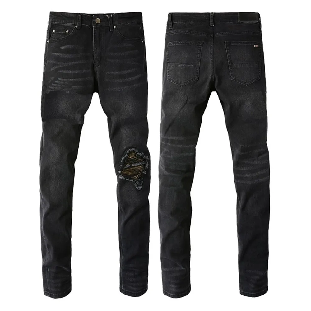 Designer jeans mannen gescheurde jeans motorfiets trendy gescheurd patchwork gat Maat 28-40 streetwear ronde slim legged jeans man mode brief ster gat skinny jeans broek