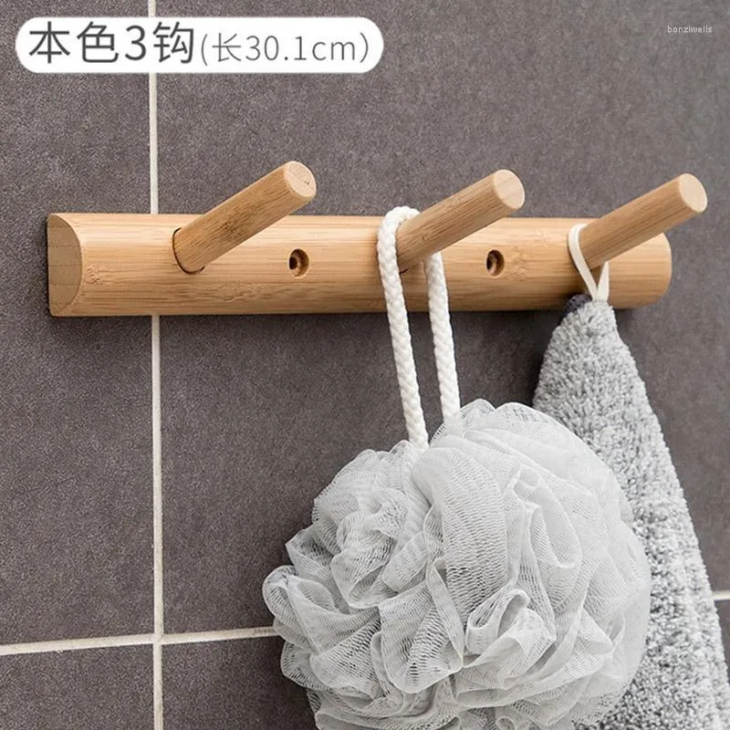 Hooks Bamboo Wood Hook Wall Hanging Bag Earphone Key Towel Anti-rust Shelf Clothes Storage