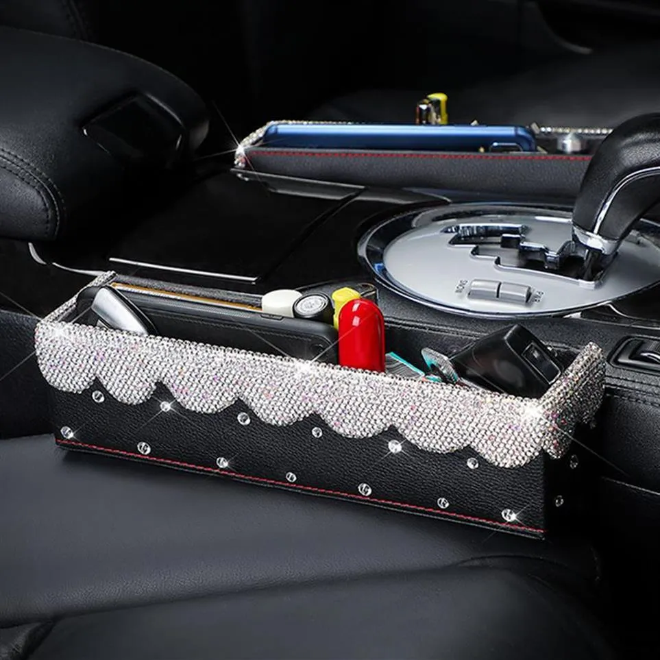 Car Organizer Design BlingBling Crystal And Diamond Storage Box Bling Accessori Interior Decor Seat For Girl Woman281l