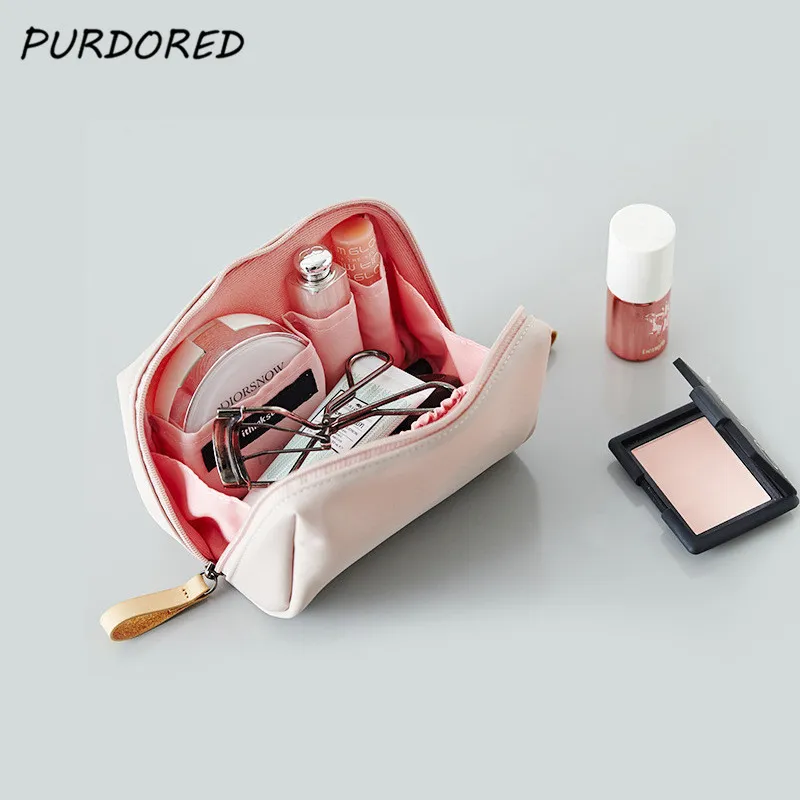 PURDORED 1 Pc Korean Style Solid Cosmetic Bag Women Bow Tie Makeup Bag Waterproof Travel Neceser Wash Beauty Case Bag Organizer