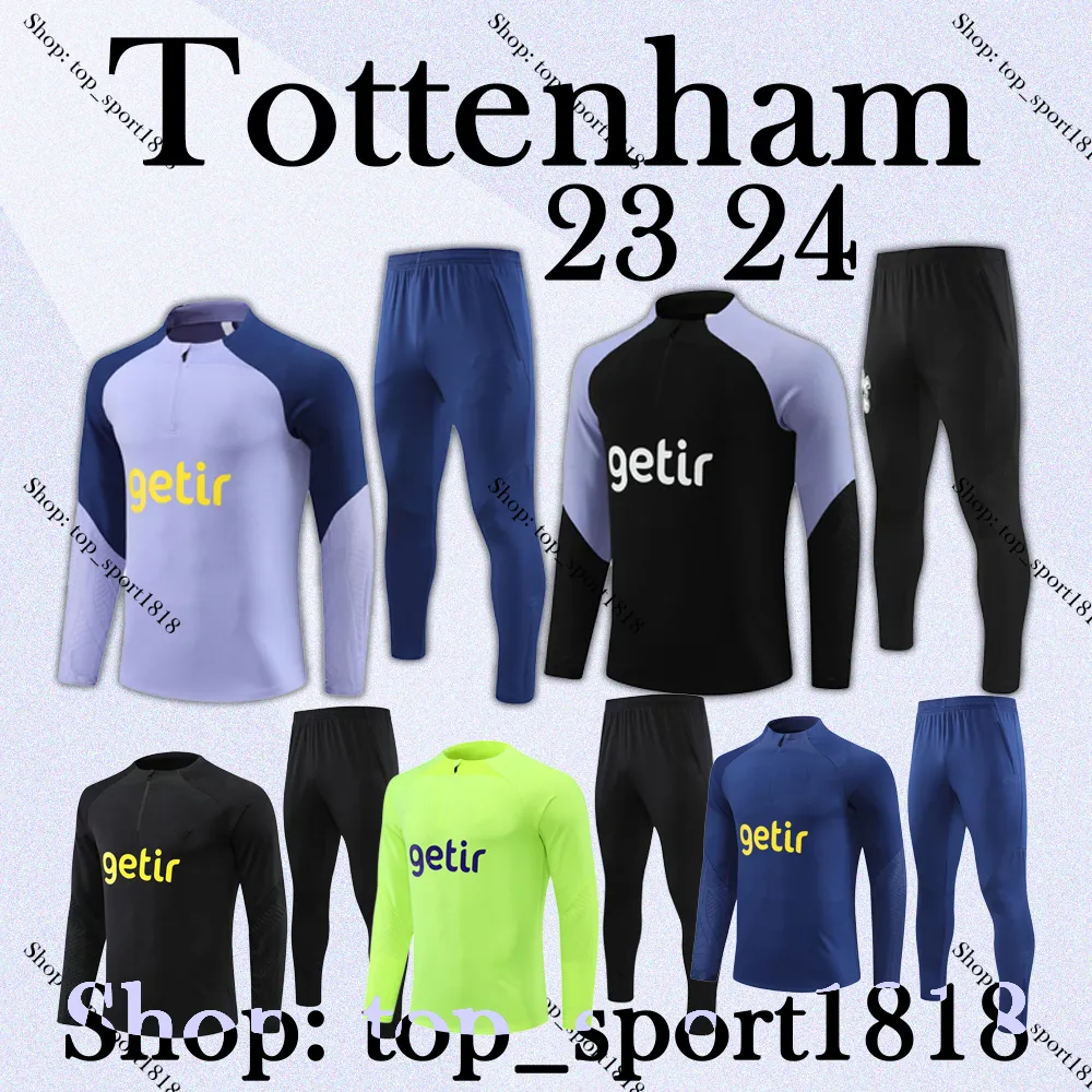 2023 2024 Горячий спортивный костюм Spurs Suit Soccer Set 22/23/24/24 Тоттенхэм с длинным рукавом Кейн Трек Класс Футбольный курт