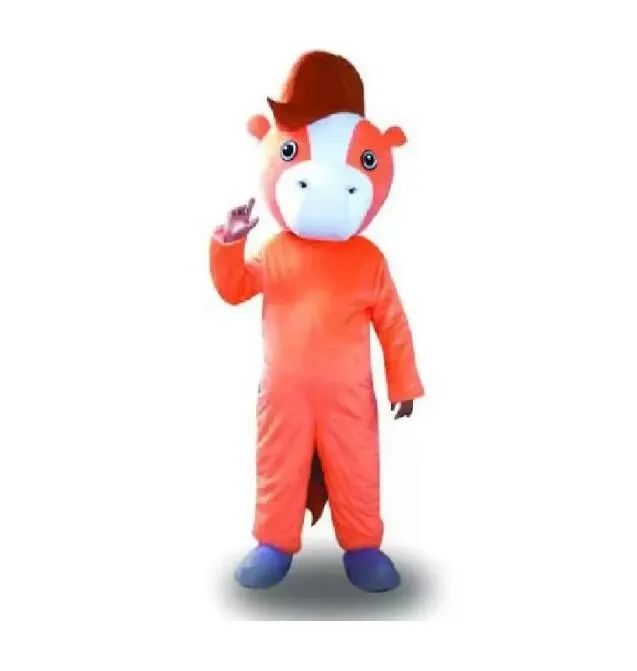 Personalização do traje da mascote do cavalo laranja de Halloween 2023 Personagem do tema Anime dos desenhos animados Vestido de festa chique de Natal Carnaval Unissex Roupa para adultos