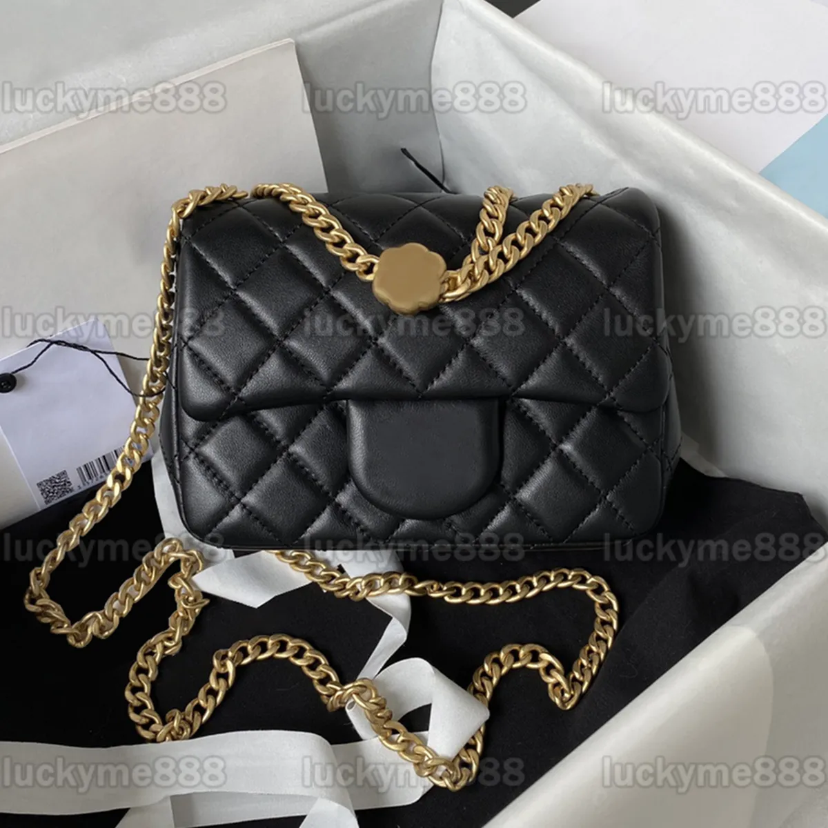 10A Mirror Quality Designers Classic Square Flap Bag Small 18cm Womens Camellia Quilted Purse Lambskin Leather Lambs Luxurys Hands Crossbody Shoulder Chain Box Bag