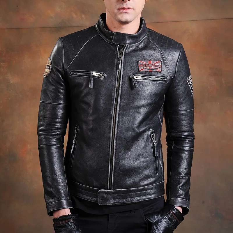 Hommes gilets mode Biker vestes Vintage en cuir véritable veste mince 100 naturel peau de vache manteau véritable moto vêtements 230726