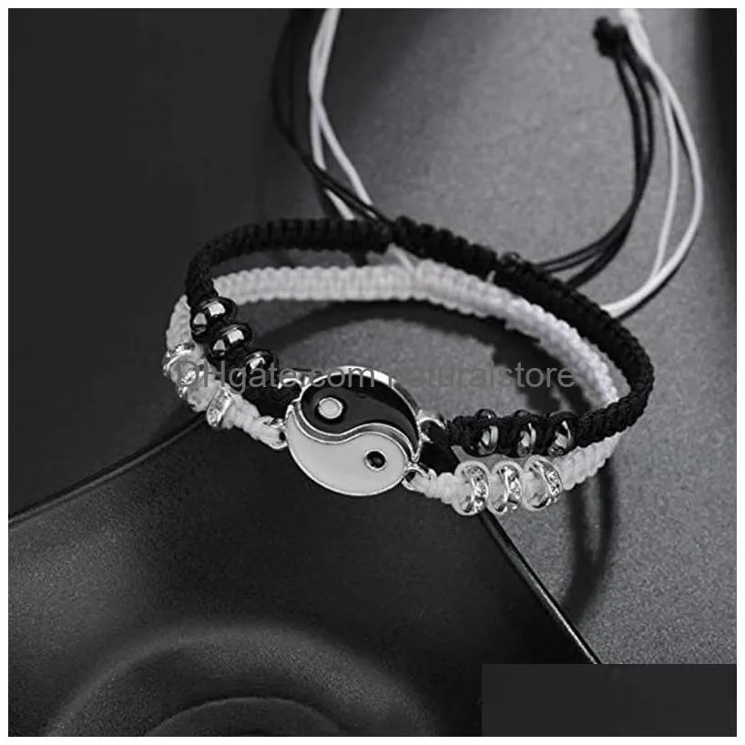 Braccialetti con ciondoli Bracciale Yinyang Combinazione Weae Coppia Bracciale rigido Amicizia Amante Gioielli di moda Will And Sandy Drop Delivery Dhlsa