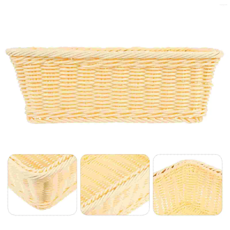 Dinnerware Sets Woven Bread Basket Rattan Storage Wicker Baskets Rustic Handwoven Pantry Countertop Fruit Serving