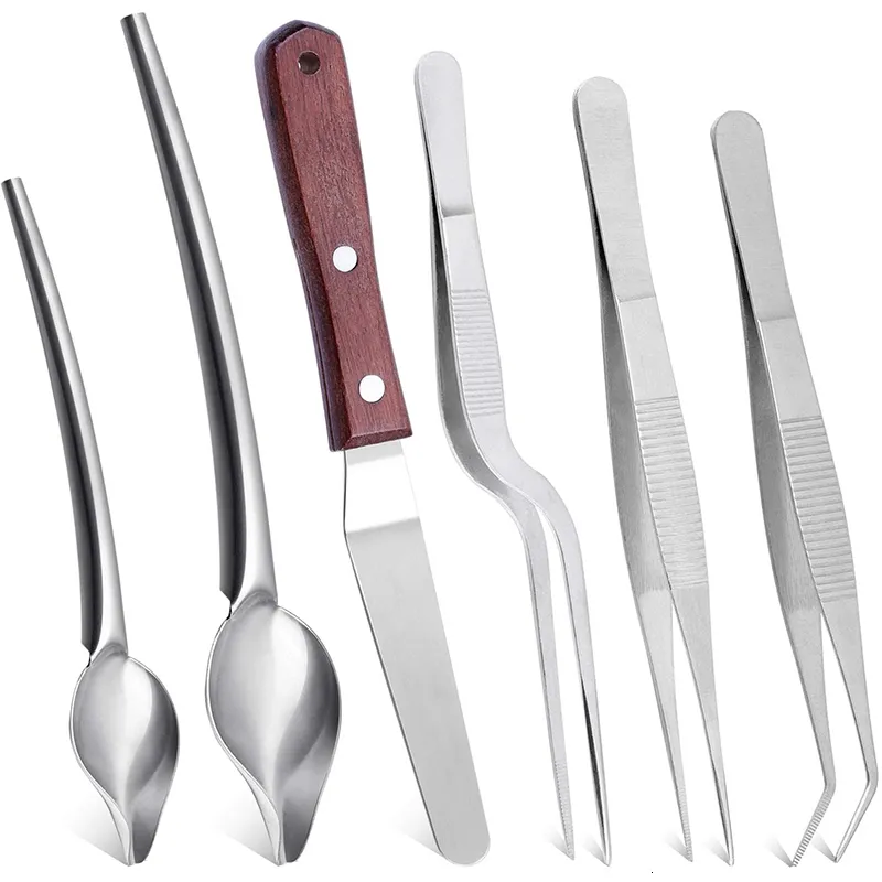 Utensili da cucina 6Piece Pinzette da cucina in acciaio inossidabile Pinze di precisione Cucchiai da disegno Spatola per alimenti Placcatura culinaria Decorazione 230726