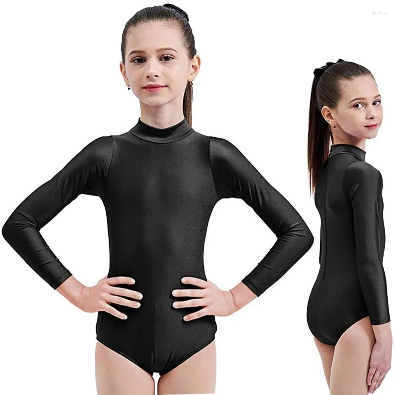 Bühnenkleidung AOYLISEY Mädchen Basic Ballett Trikot Langarm Rollkragen Gymnastik Overall für Kinder Kleinkind Baby Strampler Tanzkostüme