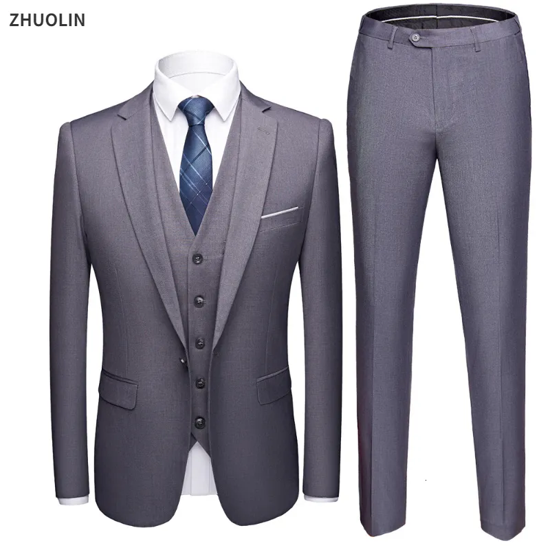 Trajes de hombre Blazers Hombres Blazers Set Boda 3 piezas Elegante 2 Traje de lujo Pantalones de abrigo completo Diseño Último chaleco Business Slim Fit Chaqueta Pantalones 230725