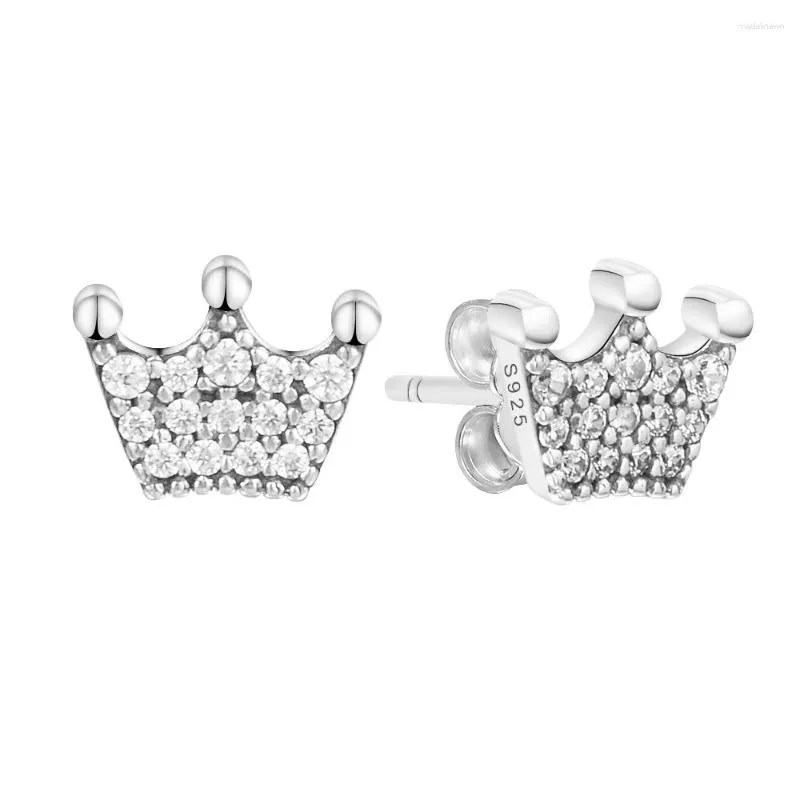 Stud Earrings 925 Sterling Silver Clear CZ Enchanted Crowns For Women Engagement Wedding Earing Fashion Jewelry Brincos