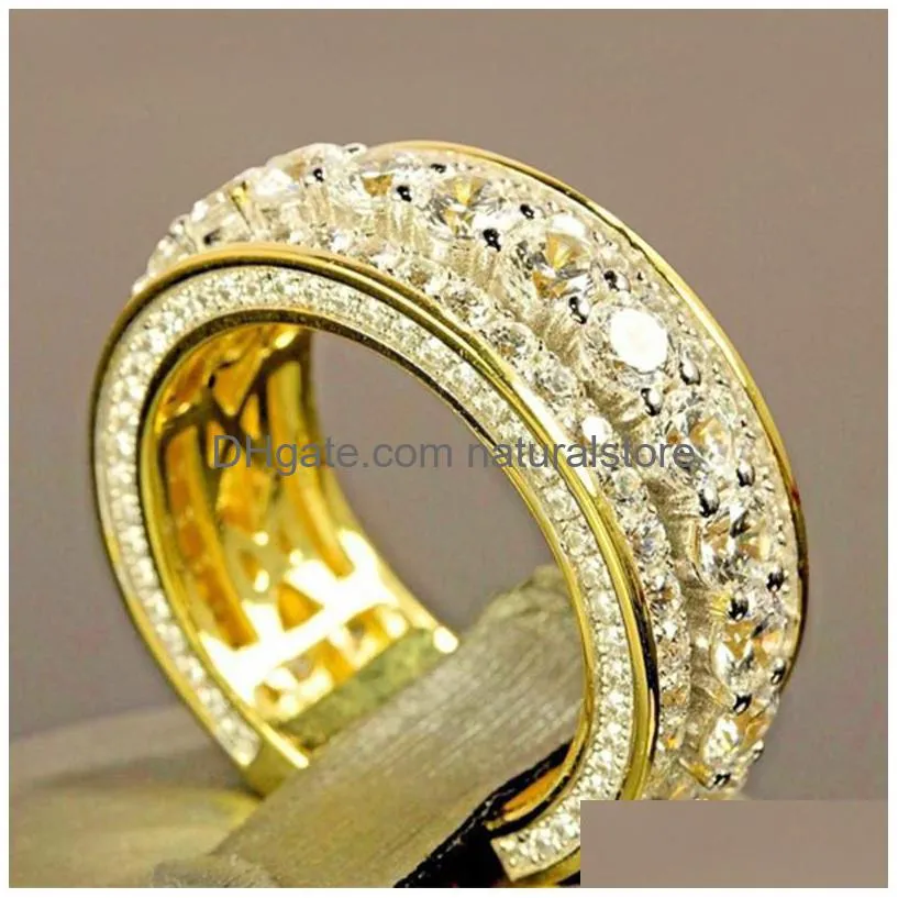 Cluster Rings Gold Diamond Ring Fl Crystal Donna Uomo Gioielli di moda Regalo di Natale 080512 Drop Delivery Dhbcr