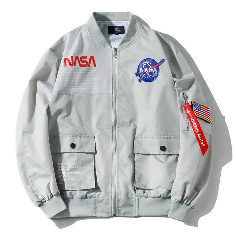 Jaquetas masculinas Uniforme de beisebol da Nasa Jaqueta de outono masculina Trend Jaqueta de vôo Jaqueta tamanho grande solta T230726