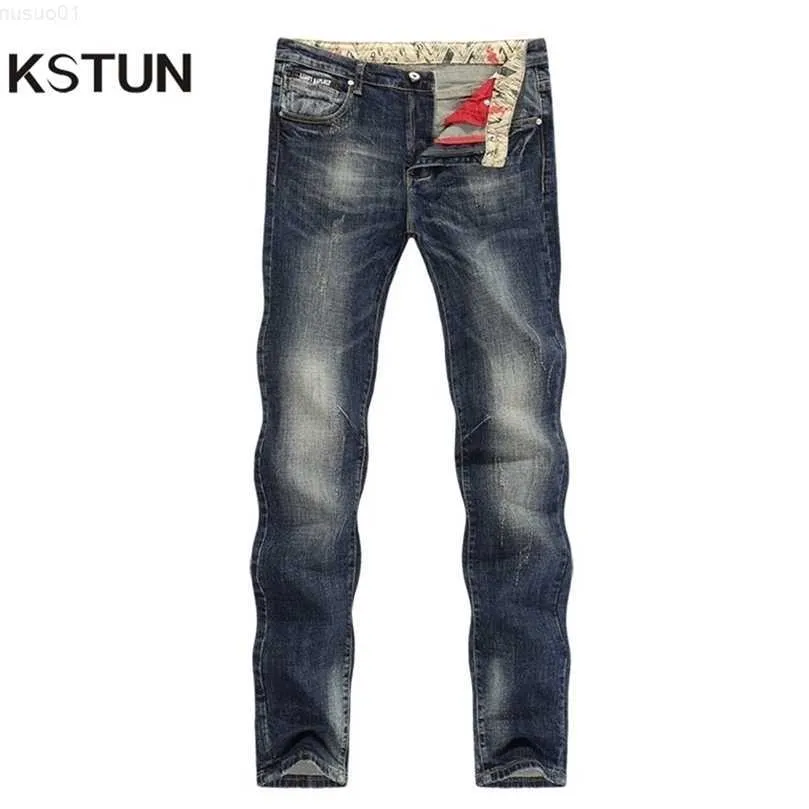 Erkekler Kstun Erkekler Sonbahar Kış Kış Doğrudan Doğrudan Retro Streç Vintage Casaul Street Giyim Moto Biker Jeans Boyut 40 210318 L230726