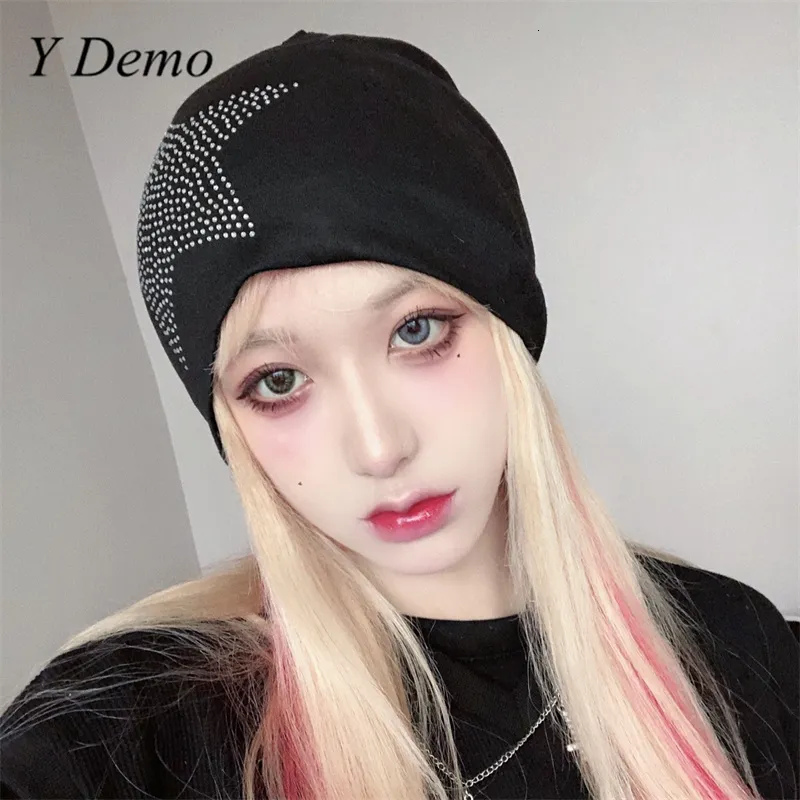 Beanie/Skull Caps Y Demo Y2k Grunge Casual Star Beading Women's Hat Soft Loose Beanies Punk Spring 230725