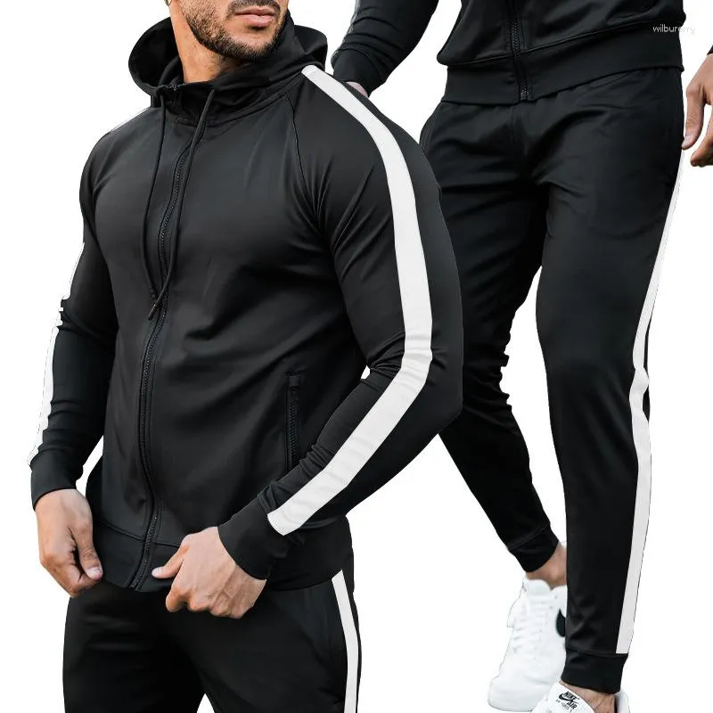 Men's Tracksuits Autumn And Winter Suit Casual Sportswear Hooded Youth Fitted All-Matching Two-Piece