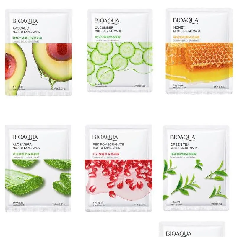 Andra hälsoskönhetsartiklar Bioaqua gurka centella honung avokado fuktgivande ansiktsmaskplåt granatäpple aloe växt masker droppe d dhqajj