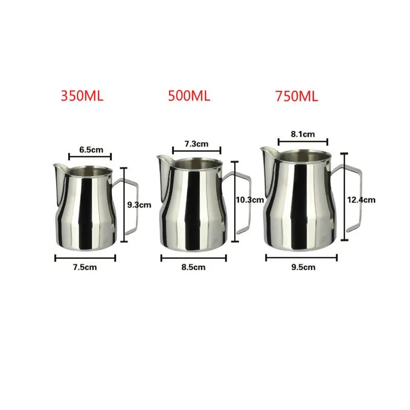 Werkzeuge Edelstahl Milchkännchen Espressotassen Kaffeeschäumer Tassen Italienische Latte Art Latte Milchaufschäumkrug Krug Tasse 350/500/750 ml