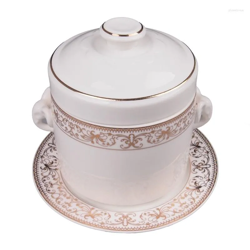 Bowls Fashion White Enameled Ceramic Soup Pos Heat-resistant Casseroles Ceramique Stewing Pot Cookware