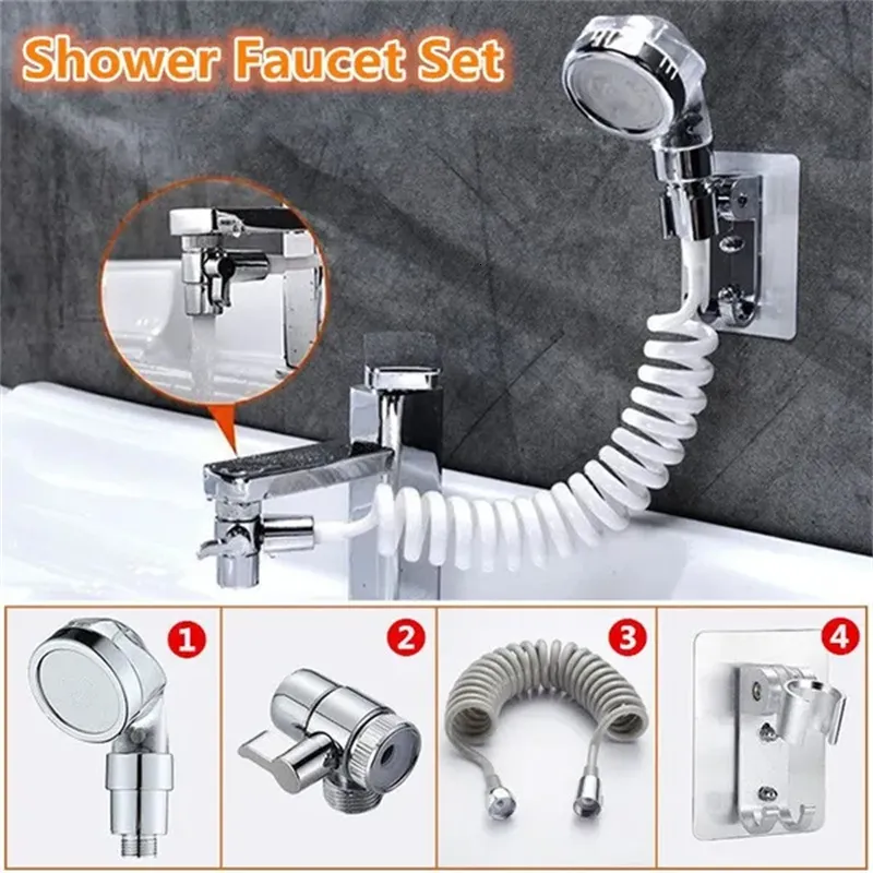 Banyo Lavabo Muslukları Sıkıştırma Eş Mutfak Püskürtücü 4pcsset Ayarlanabilir Saç Yıkama Washbasin Harici Duş Aksesuarları 230726