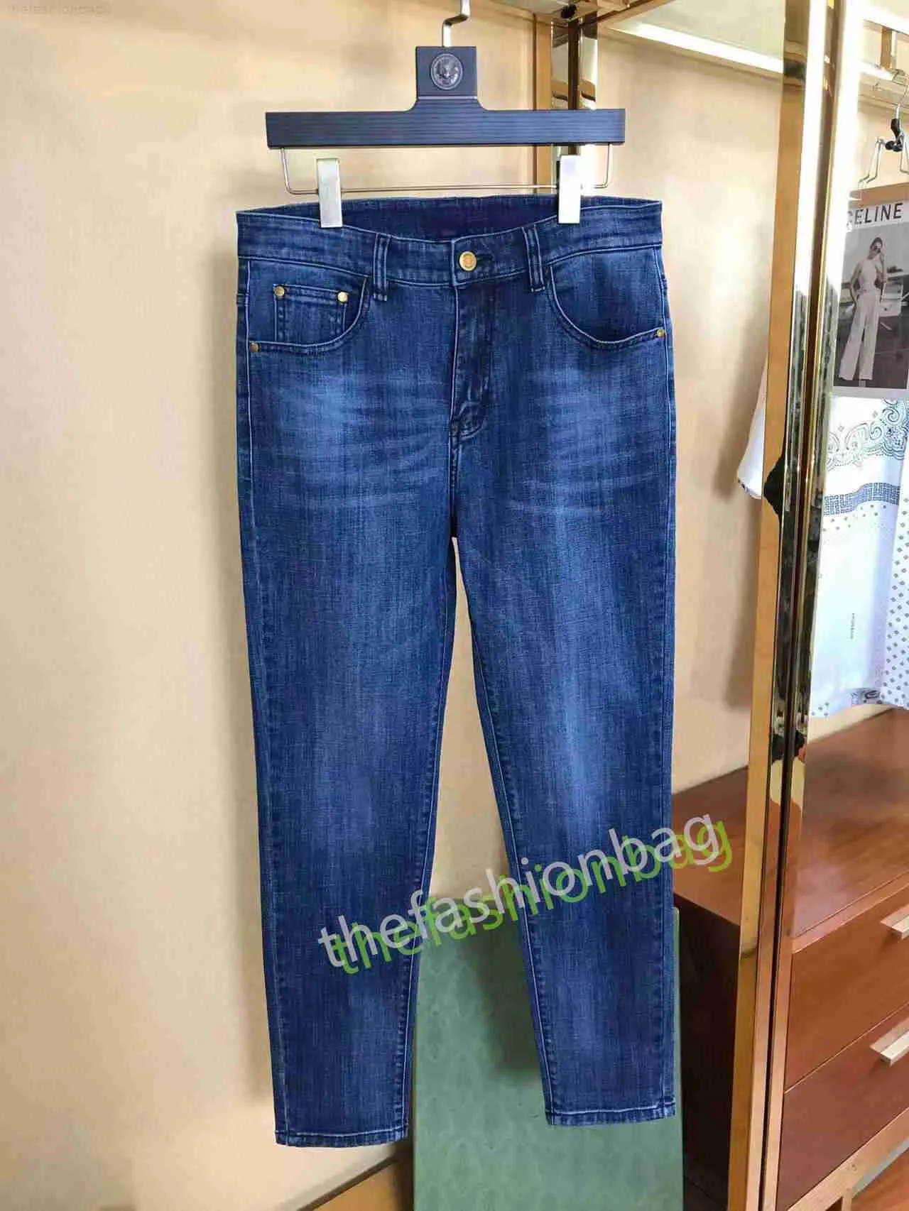 Luxury22Ss Designer Jeans de alta calidad Jeans de ropa Pantalones de diseño Black Blue Men delgada Denim Biker Hip Hip Jeans