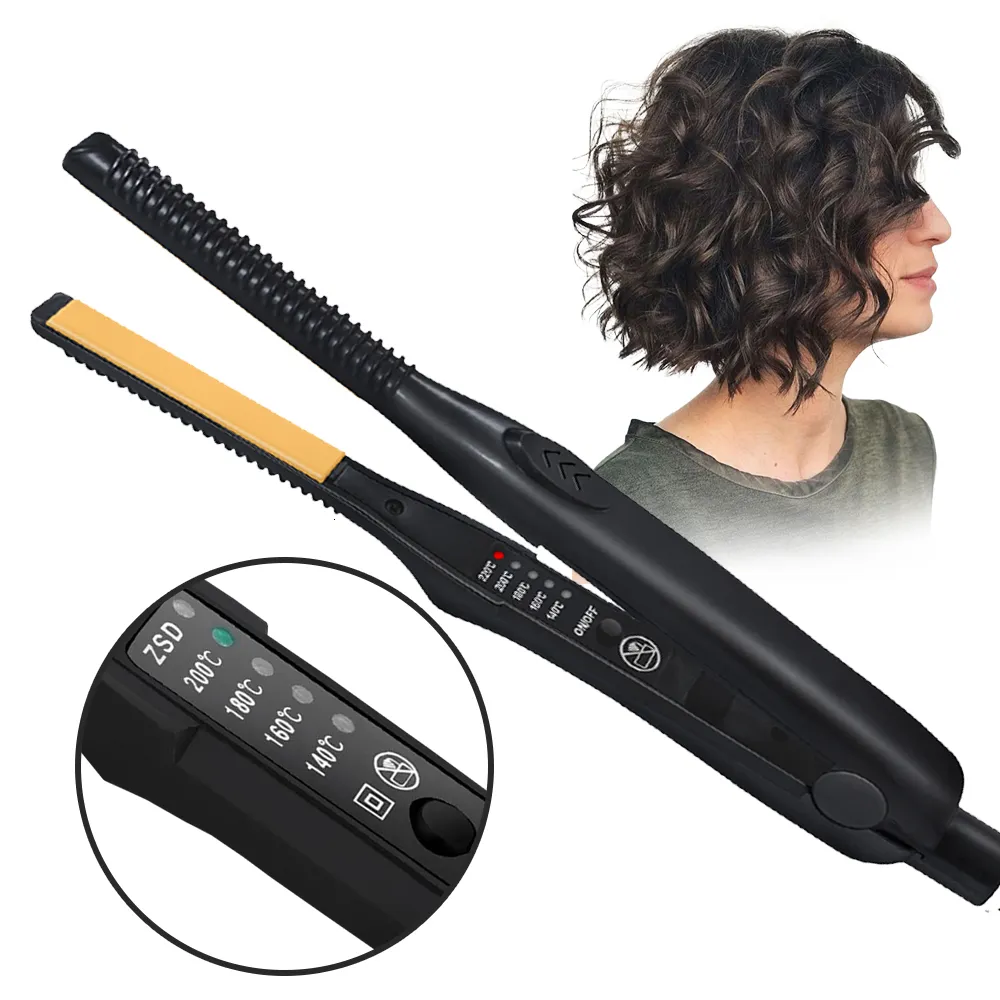 ヘアストレートナー2 in 1 Ultra-thin Professional Hair Straightener Curler Ceramic Ceramic Straightining Iron Fast Heatingフラットアイアンスタイリングツール230725