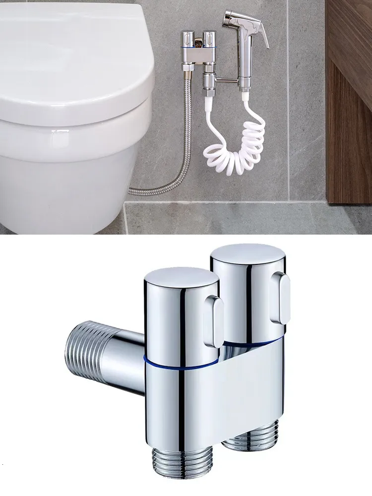 Toilet Faucet 1 In 2 Out Dual Control Valve