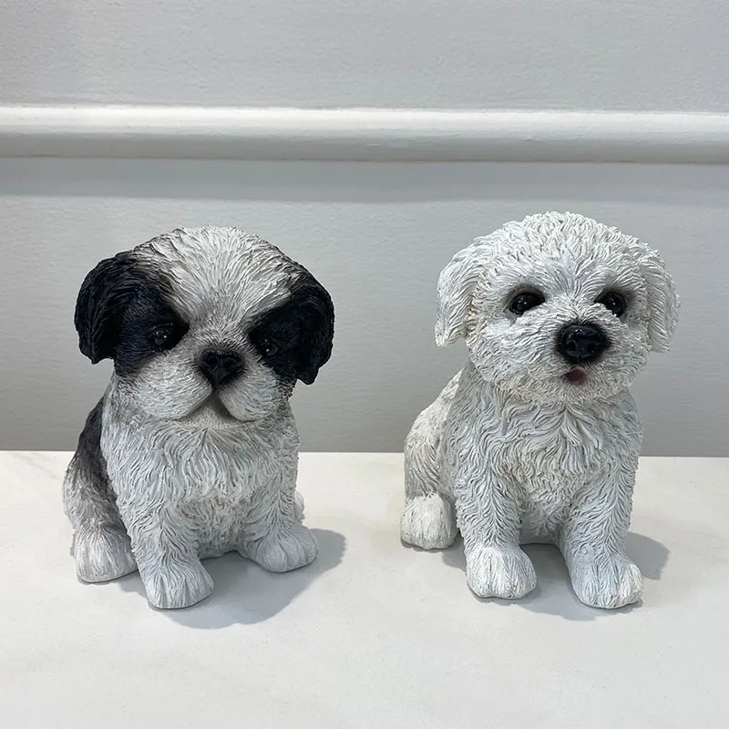 Decorative Objects Figurines Resin Tea Cup Dog Collection Model Figurines Doggy Origin Creative Interior Home Decoration Objects Children's Gift Project 230726