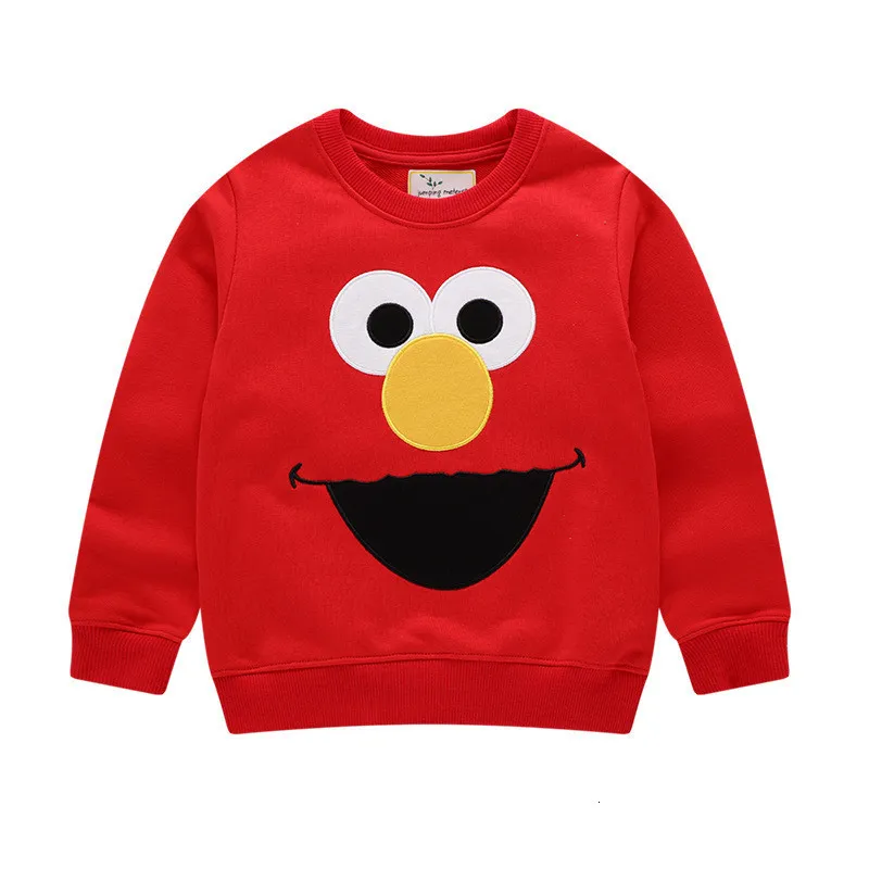 Hoodies tröjor hoppande mätare hösten elmo tröjor baby pojkar flickor tecknad skjortor modekläder långärmad hoody pojkar flickor toppar 230725