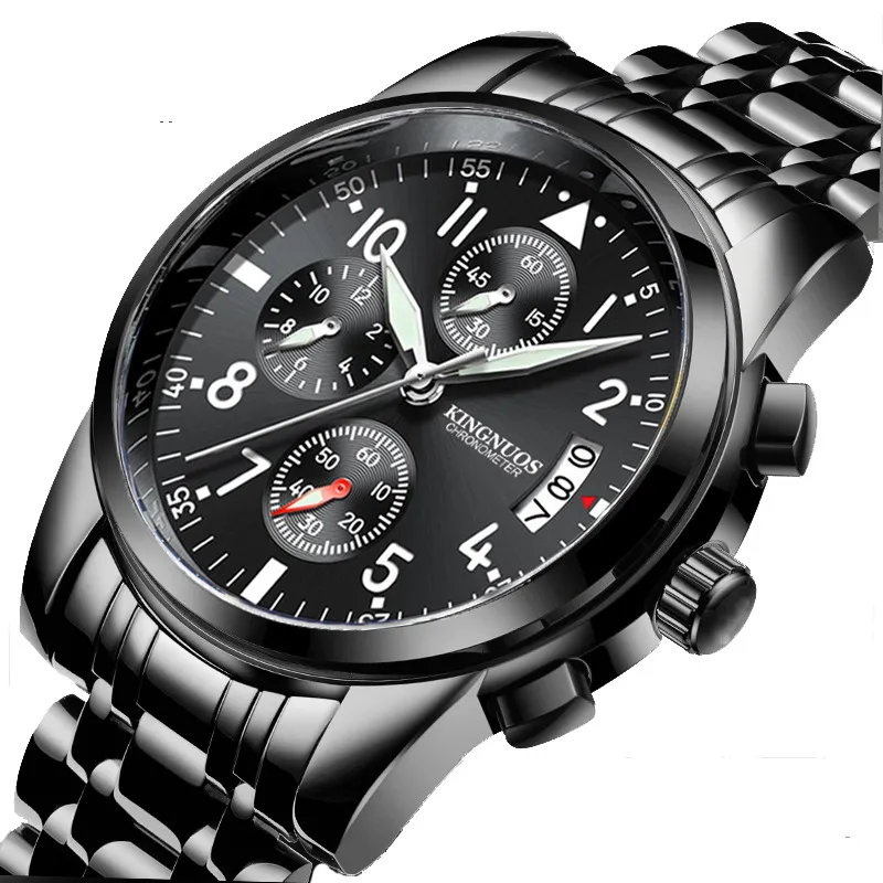 Inne zegarki Wysokiej jakości męskie zegarki Kwarc Ruch Pilot Watch All Dial Work Chronometre Nagarek ze skórzany pasek ze stali nierdzewnej Wodoodporny J230413