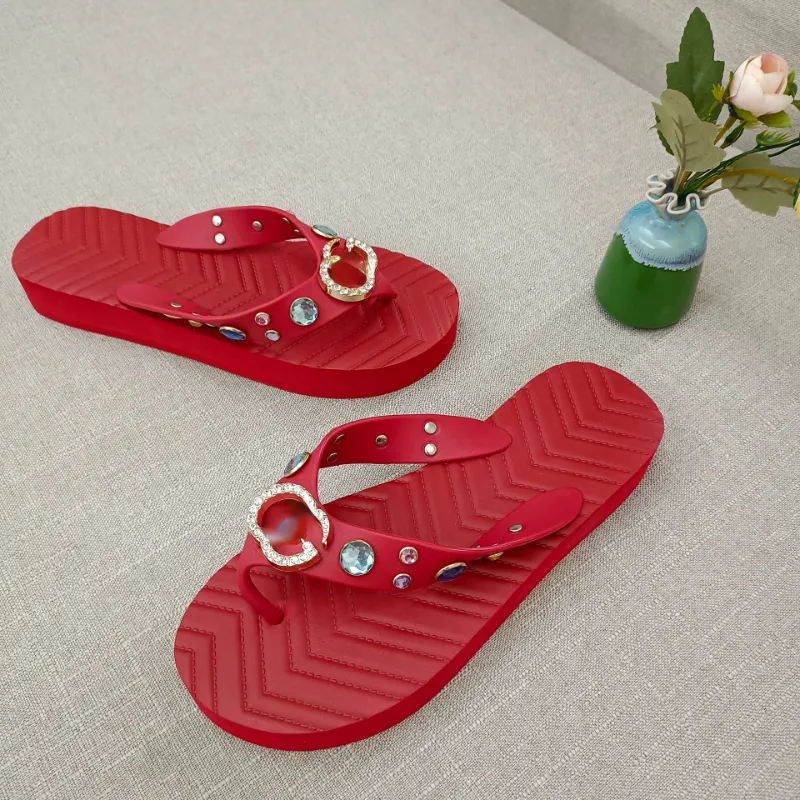 Marke Hausschuhe EVA Dicke Sohlen Flip-Flops Strass Modische Strand Hausschuhe Casual frauen G Sandais