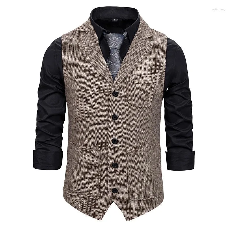 Hommes gilets gilet manteau printemps et automne Tweed costume formel affaires Style britannique décontracté grande taille