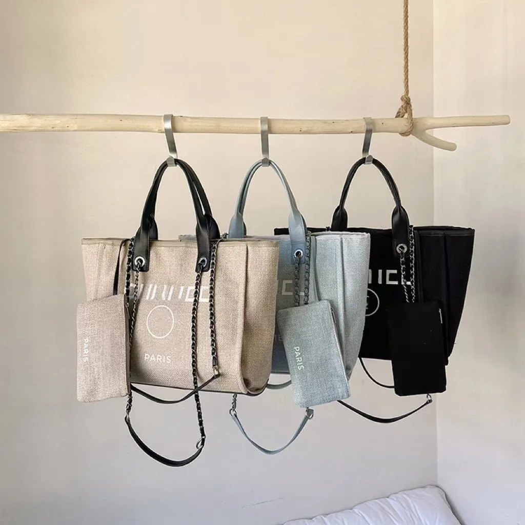 Luxe strandtas voor dames Enkele schoudertas Canvas designer tas Boodschappentas Luxe handtas Linnen crossbodytas met grote capaciteit Reistas Handtas