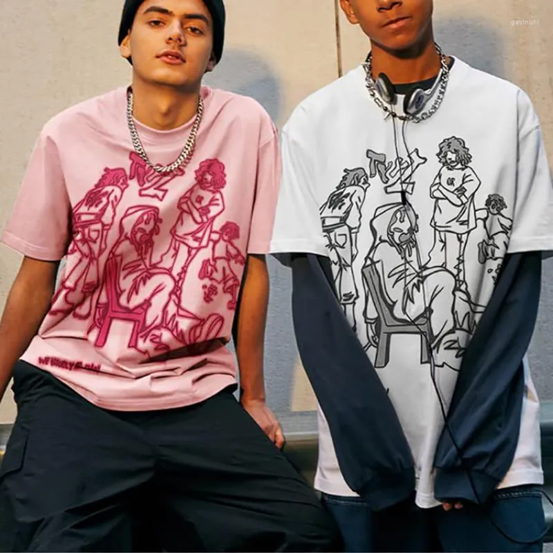 Camisetas Masculinas Harajuku T-Shirt Masculina Streetwear Engraçada Anime Cartoon Graphic Shirt 2023 Cotton Tshirts Oversized Tops Tees