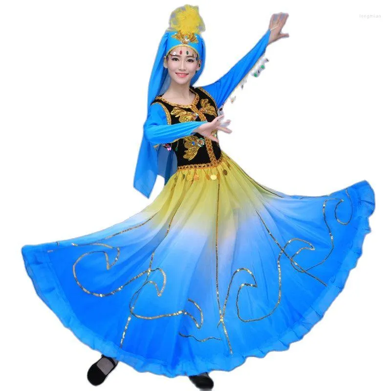 Stage Wear Xinjiang National Female Clothes Chinese Folk Dance Costumes Oriental Dress Colorful Performance