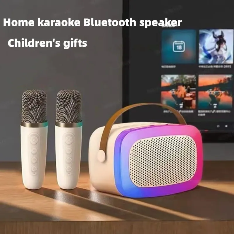 Microfones Mini Portable RGB Waterproof Children's Home Karaoke Bluetooth Högtalar Subwoofer Hög Volym TWS Caixa de Som Bluetooth 230725