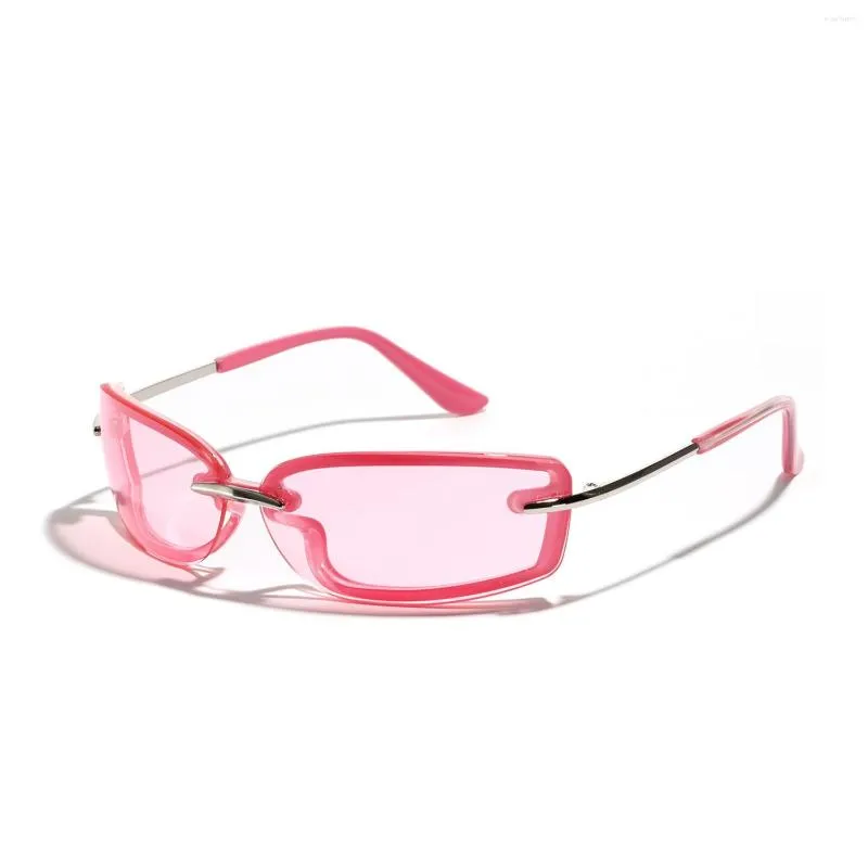 Sonnenbrille Y2K Designer Rechteck Frauen Für Männer Trendy Candy Sonnenbrille Vintage Mode Steampunk Metall Shades