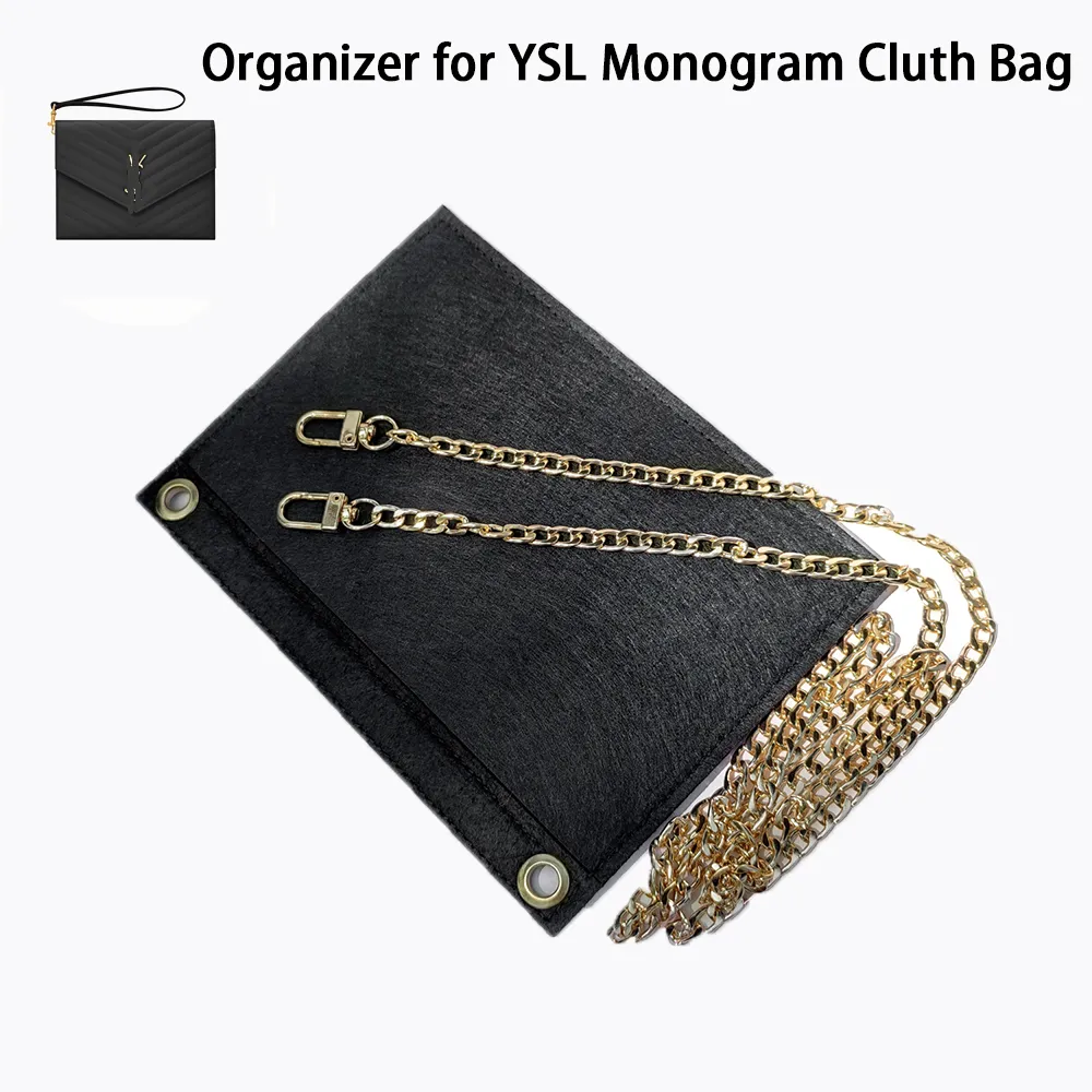 Convient pour Y S L monogramme pochette organisateur d'insertion de luxe avec chaîne bandoulière pochette concepteur sac à main intérieur sacs à cosmétiques doublure