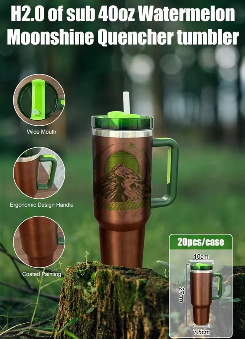 Wholesale! Sublimation 40oz Rose Gold Tumblers With Handle Double Wall Vacuum Third Generation 40oz Travel Mugs