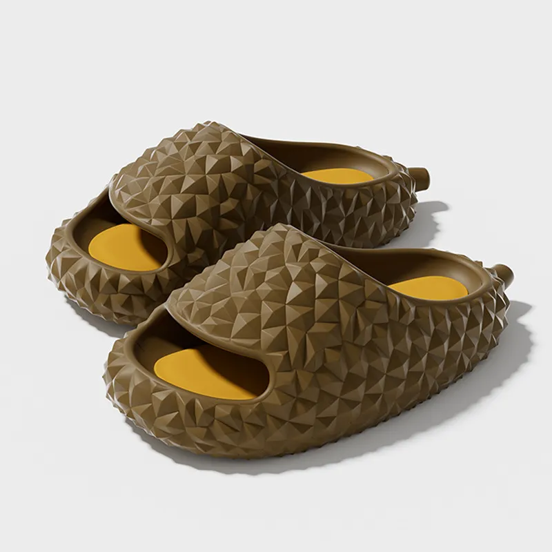 Durian pantoffels voor dames in de zomer indoor EVA dikke zolen zacht stepping couple Mens Fashion Funny Designer sandalen Slides Spike Sliders Brown