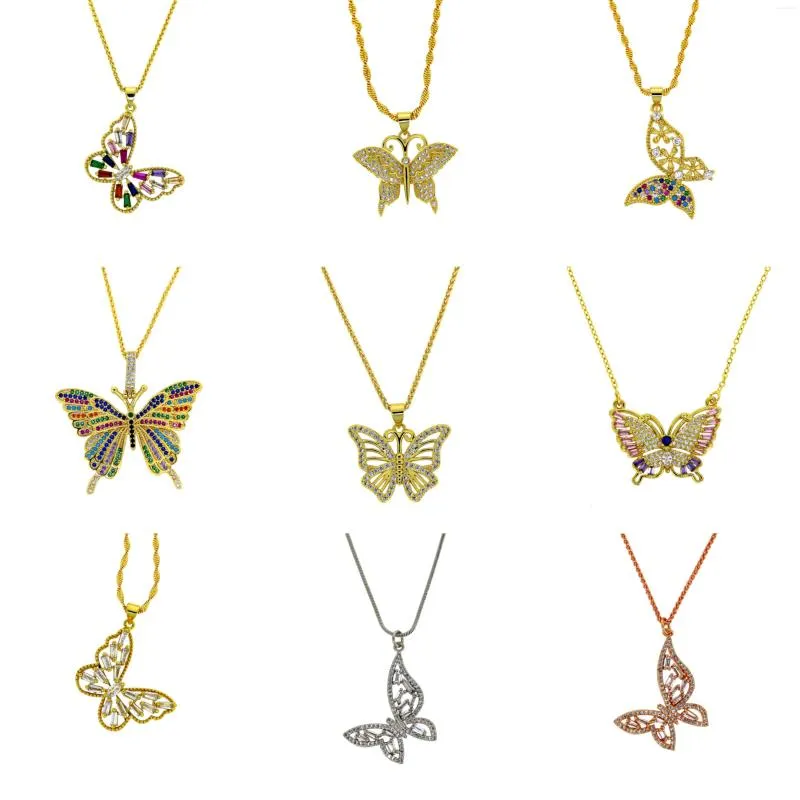 Naszyjniki wiszące 2PCS Koreańska moda urocza motyl damskie naszyjnik Złote Kolorowe Oświadczenie biżuterii Gift Hurtowa kropla