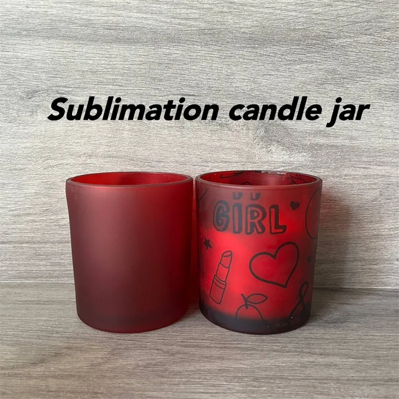 Vaso per candela in vetro smerigliato da 11 once Portacandele in vetro smerigliato a sublimazione Bottiglia d'acqua vuota Barattolo per candela a trasferimento di calore fai-da-te 011