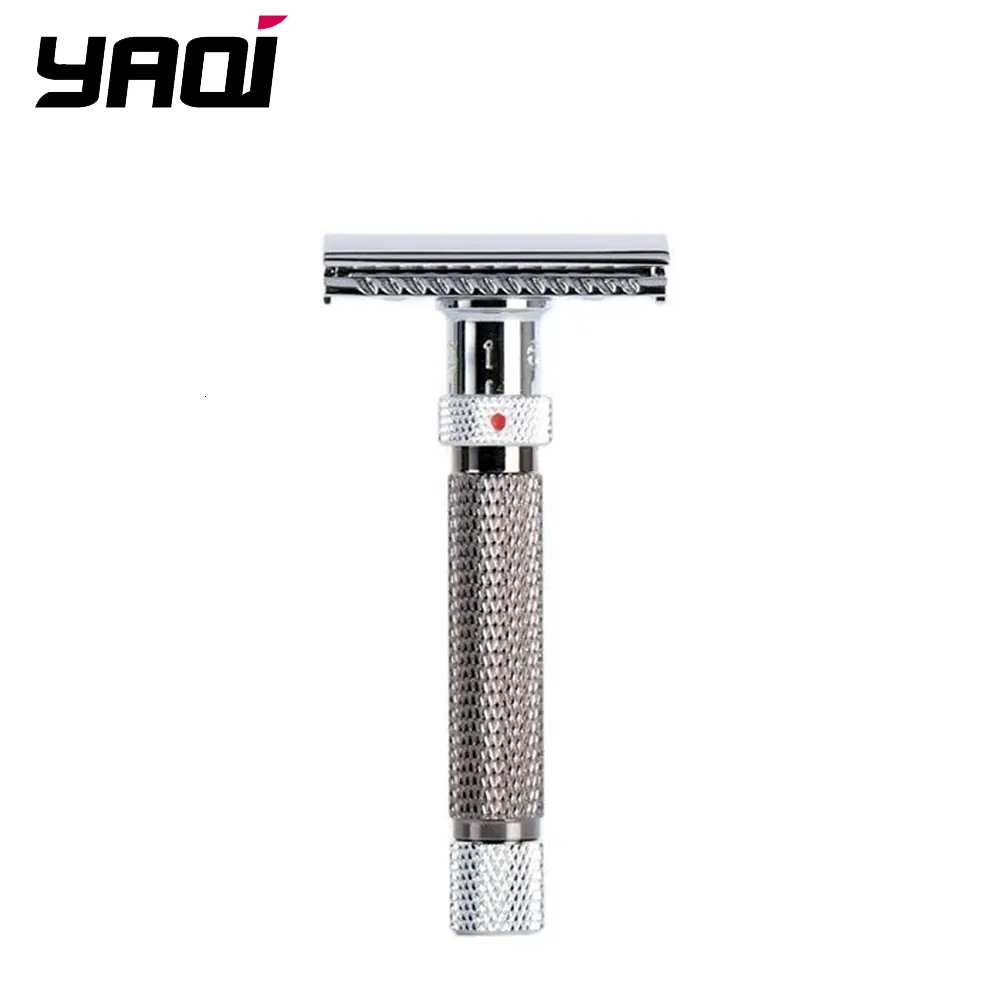 Razors bıçakları Yaqi Ayarlanabilir Son kesim Chrome ve Gunmetal Renk Güvenliği Erkekler İçin Ustura Razor 230725