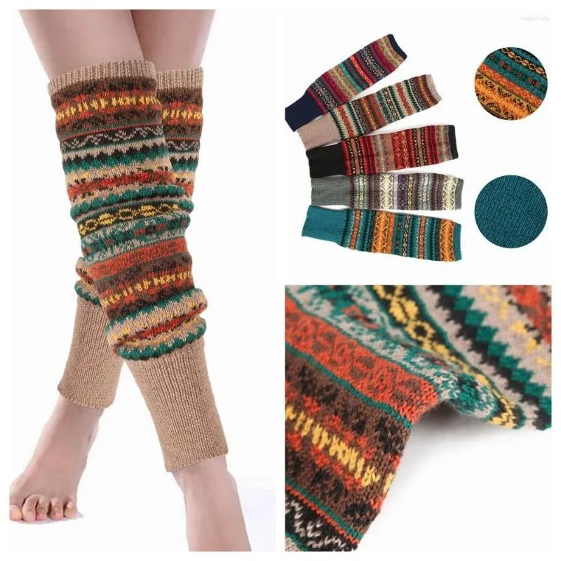 Women Socks Fashion Knee Woman Long Stocking Knit Warmer Crochet Leggings Thermal Boot Cover