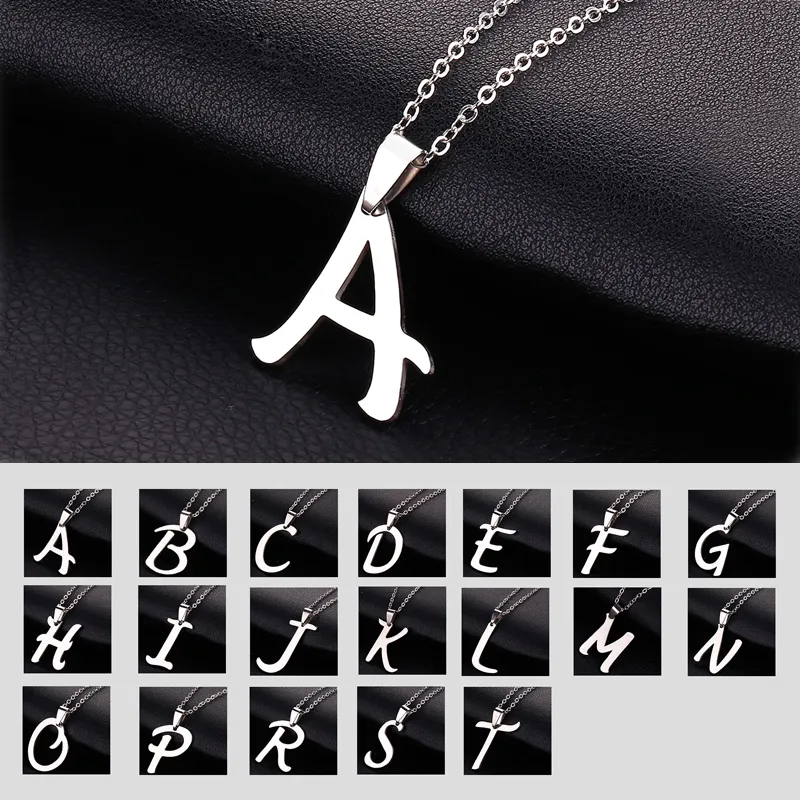 Minimalista iniziale A-Z lettera collana per le donne alfabeto in acciaio inossidabile choker catene gioielli regalo di compleanno all'ingrosso